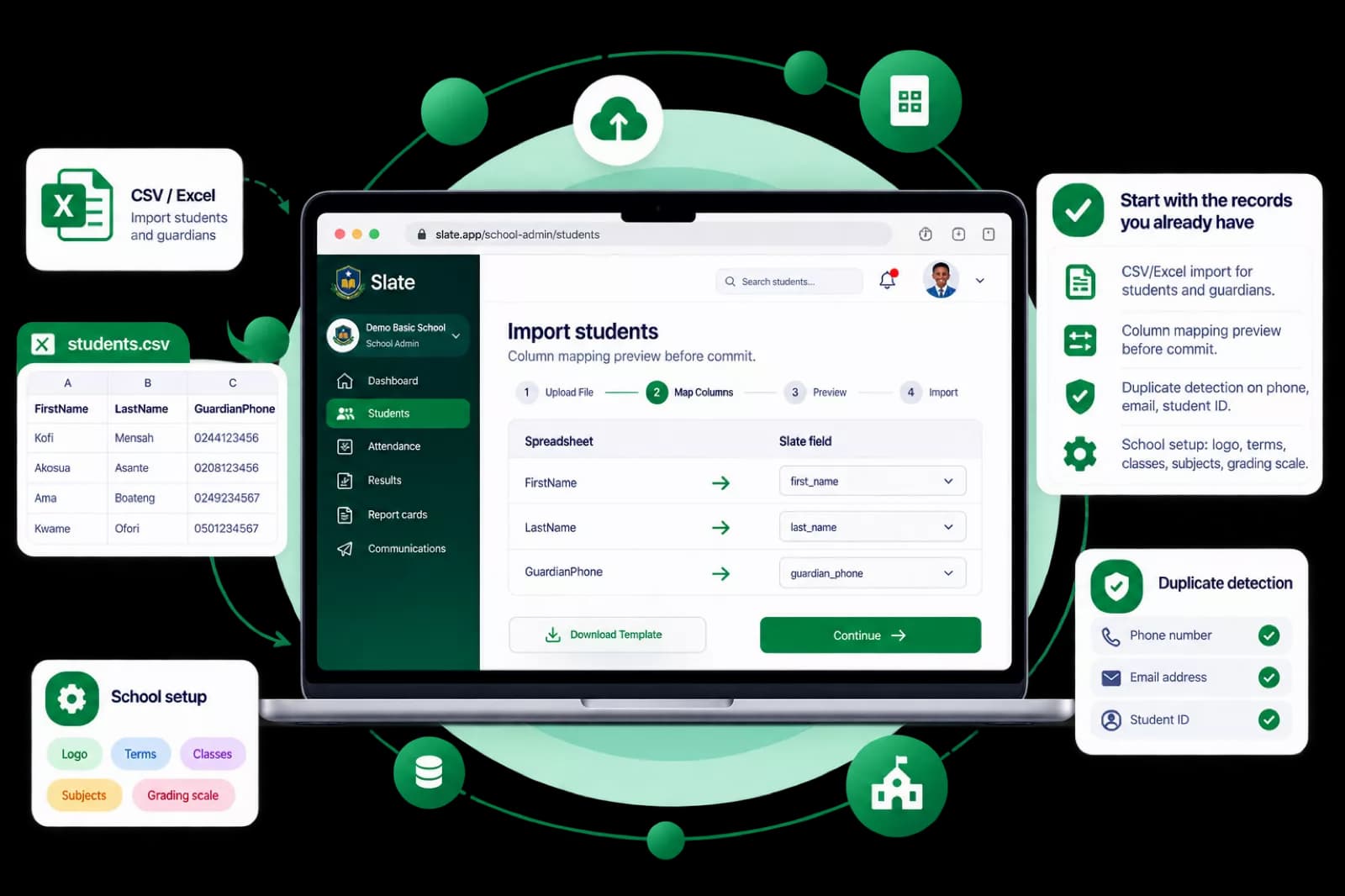 Importing student and guardian records into Slate